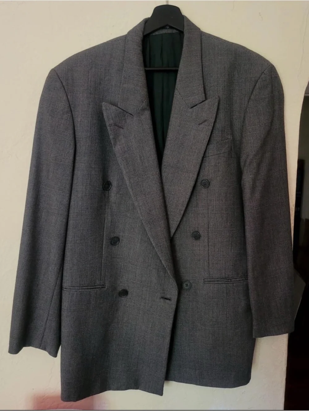 VTG Yves Saint Laurent 90s Power suit Double Breasted Glen plaid blazer